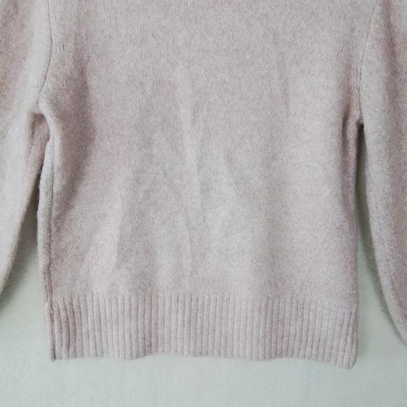 J LO Jennifer Lopez Balloon Sleeve Knit Sweater Size Medium Pink‎ Gold Threads - Picture 8 of 12